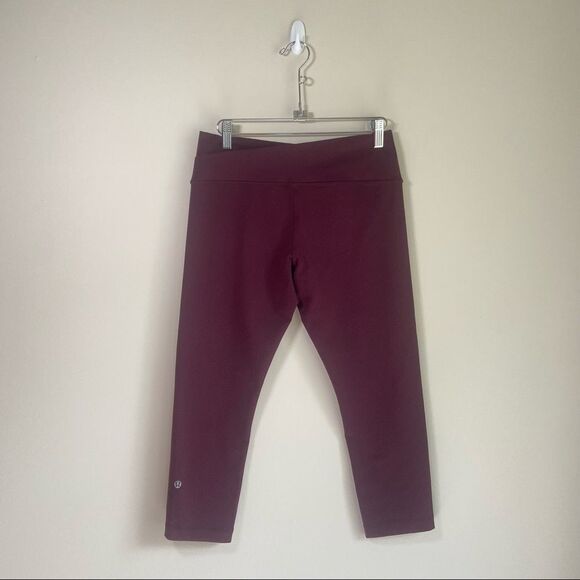 Lululemon Astro Wunder Under Crop II Shine Dot Bordeaux Size 6 - Picture 2 of 8